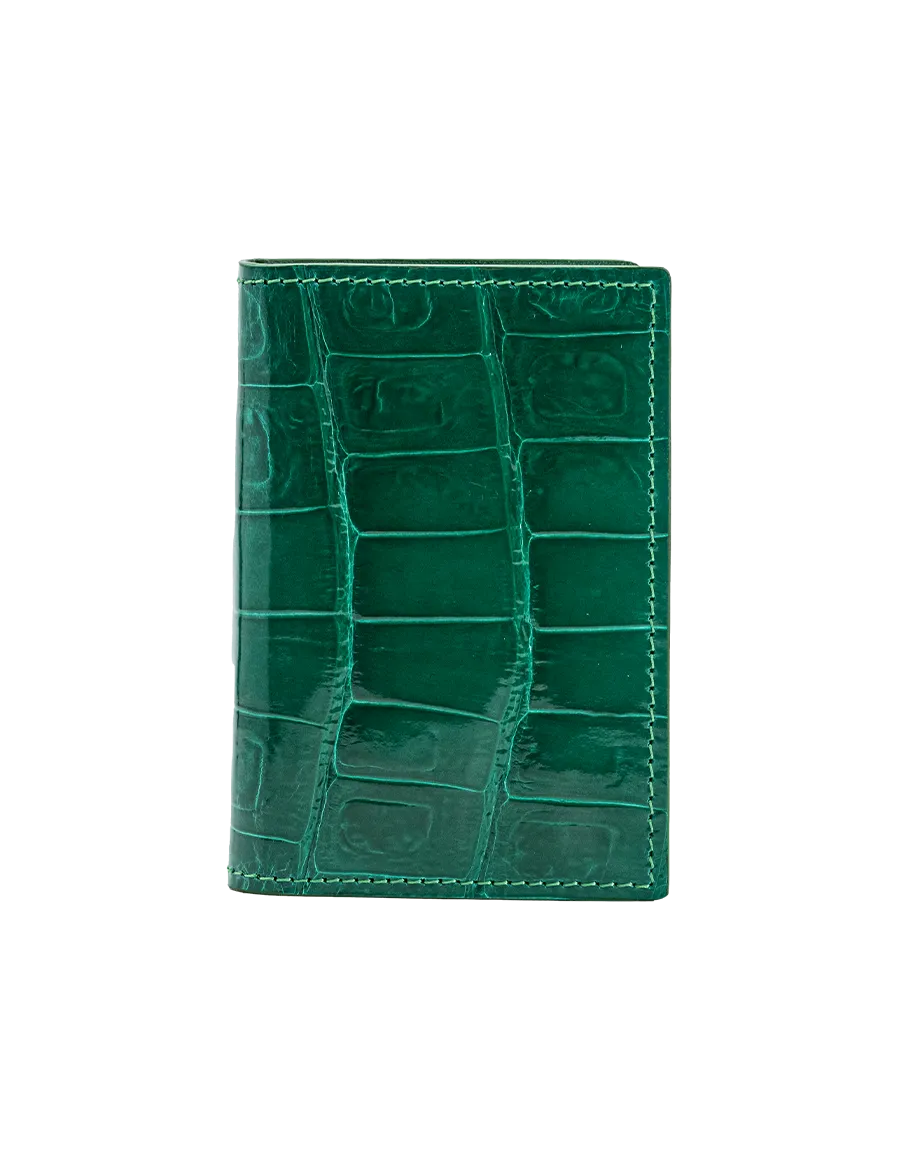 Hunter Green Crocodile Bi-Fold Card Holder