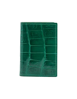 Hunter Green Crocodile Bi-Fold Card Holder