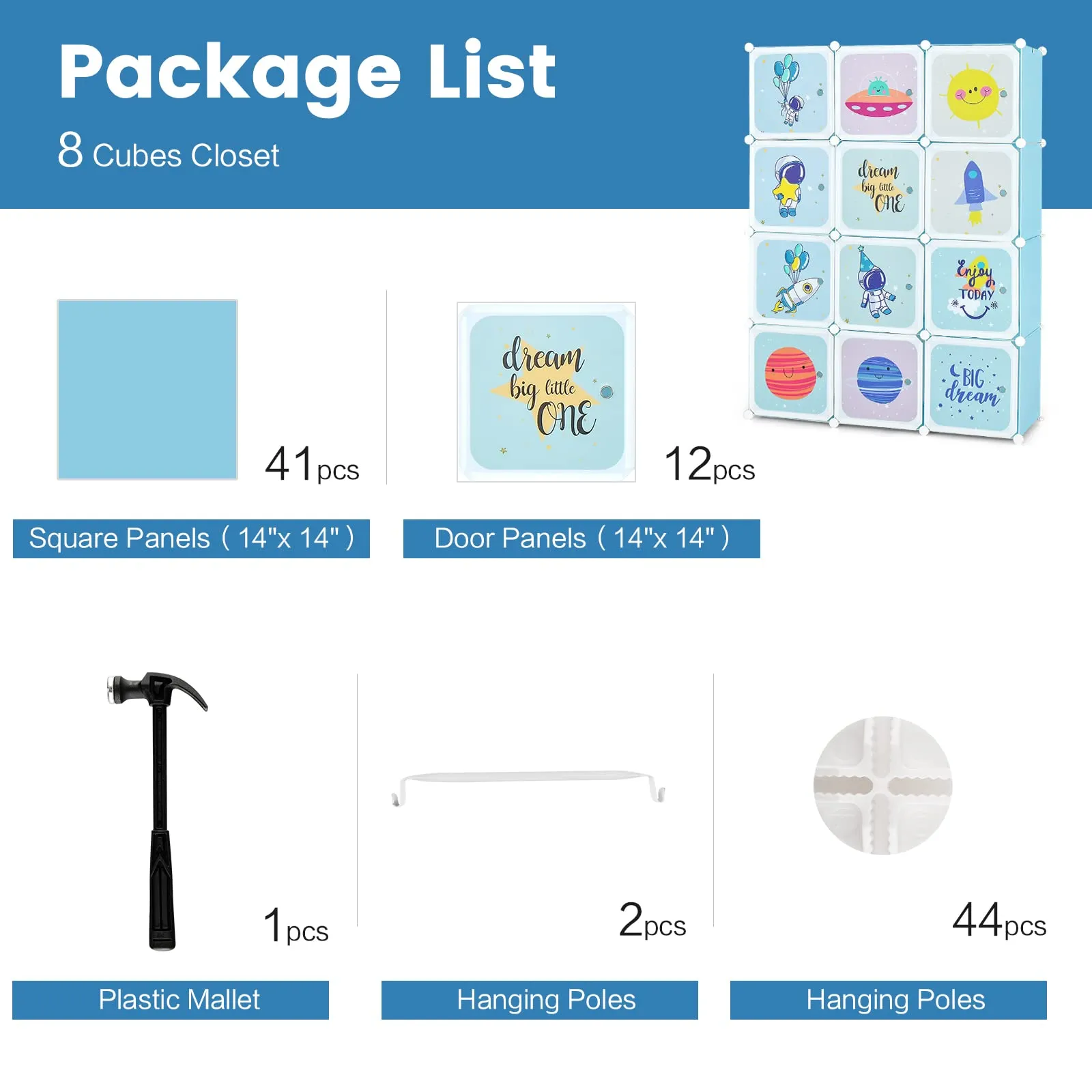 INFANS Children Wardrobe, Cute for Kids Bedroom Nursery Armoire with 12 Cube, Kid Clothes Storage Organizer