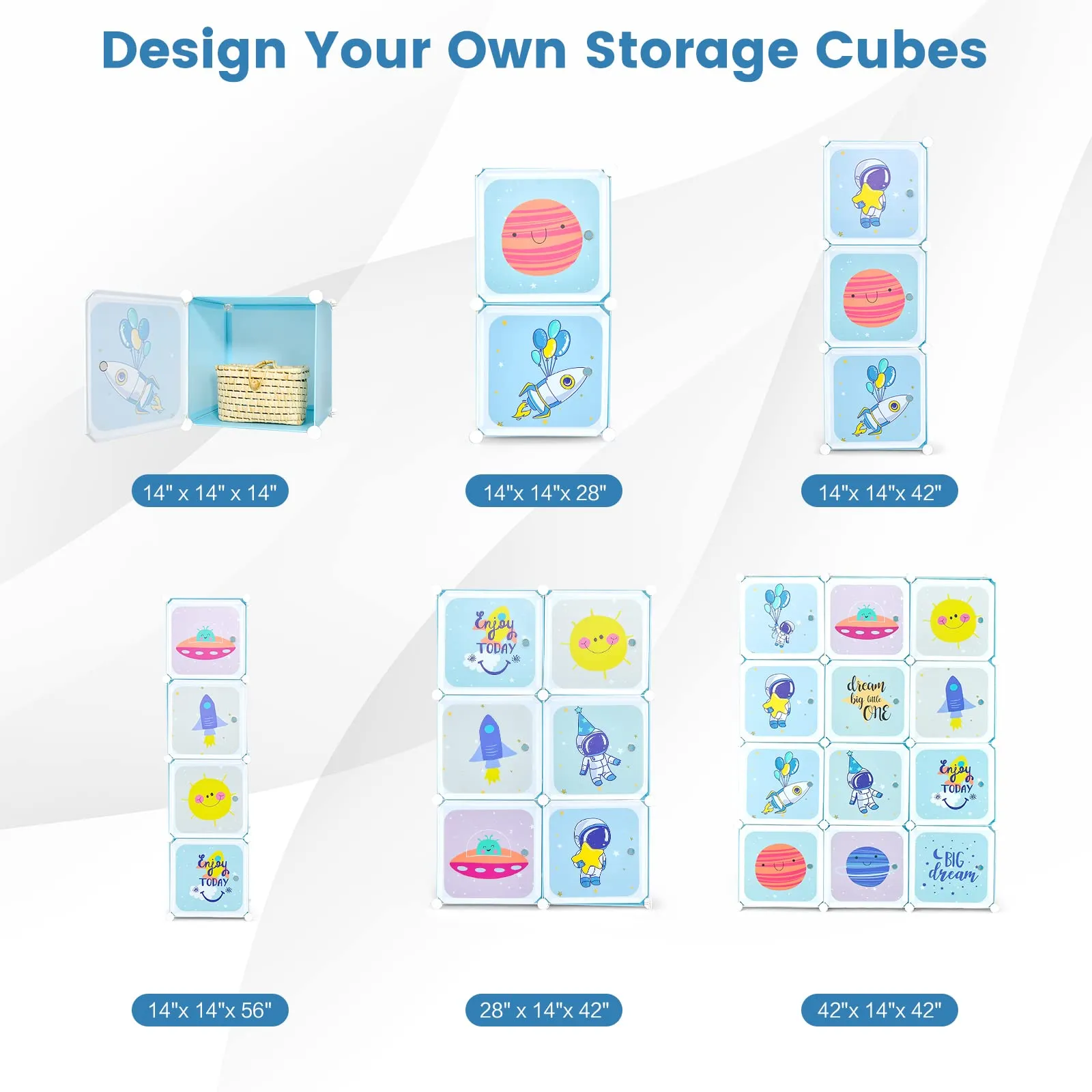 INFANS Children Wardrobe, Cute for Kids Bedroom Nursery Armoire with 12 Cube, Kid Clothes Storage Organizer