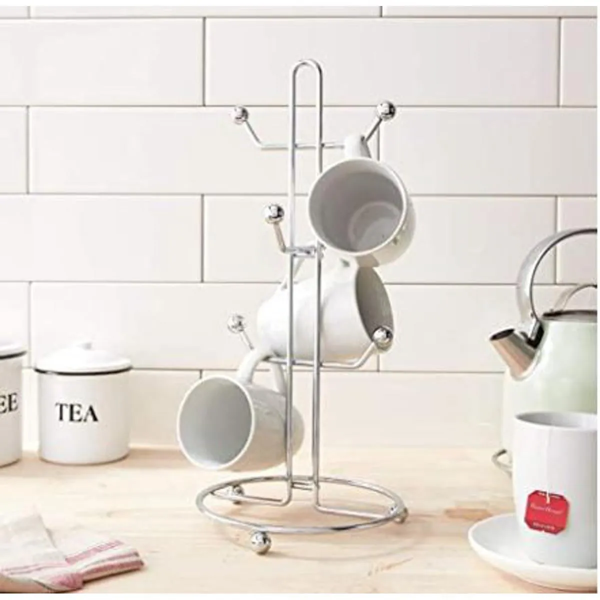 Iron Six Mug Glass Tea Cup Holder Stand