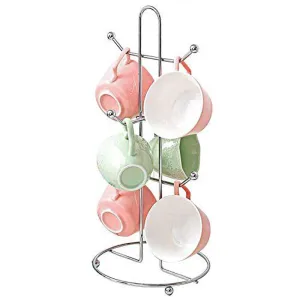 Iron Six Mug Glass Tea Cup Holder Stand
