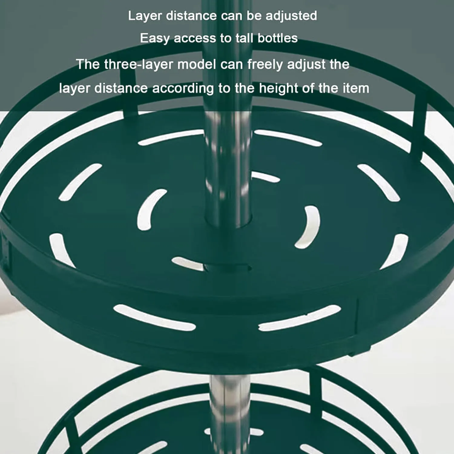 Kuber Industries 2-Layer Rotating Spice Rack|Circular Shelf For Cabinet Countertop|360-Degree Rotable Kitchen Trolley|Fruit Basket Pack of 5 (Dark Green)
