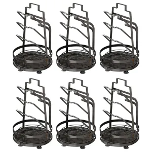 Kuber Industries 3 Layer Pot Lid Holder with Removable Drain Tray| Lid Stand Rack|Heavy Duty Standing Pot Lid Holder|Cooking Pot Lid Organizer|Spoon Rest Holder Pack of 6 (Black)