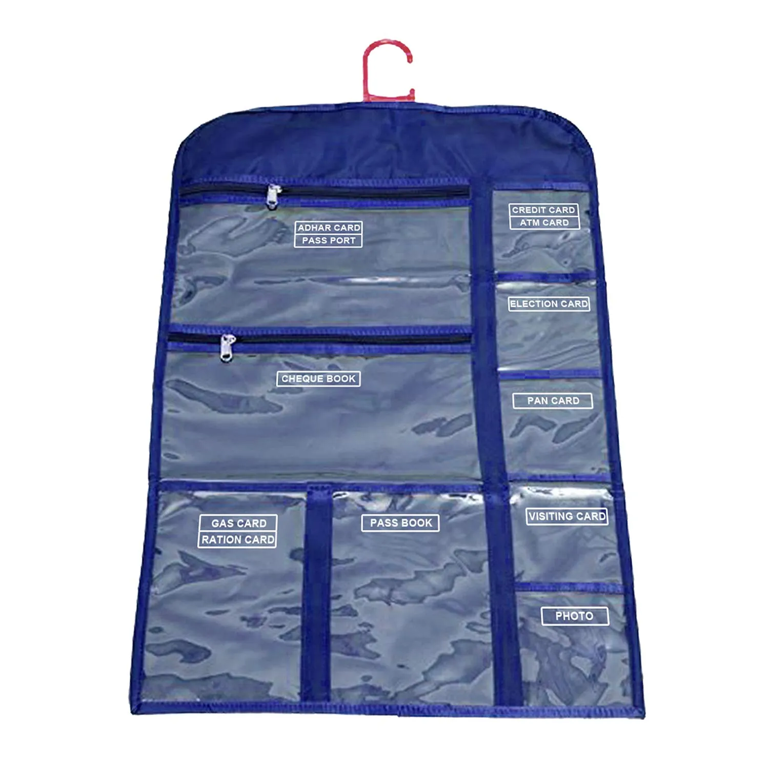 Kuber Industries Multi Utility Wall Hanging For Document Organizer Passport Aadhar, Voter Id, Document Holder (Blue) - CTKTC30992