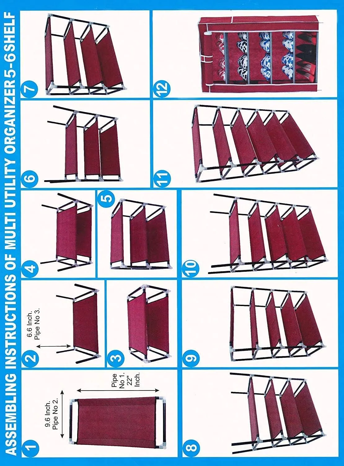 Kuber Industries Shoe Rack|Non-Woven 4 Shelves Shelf|Foldable Storage Rack Organizer for Shoe, Books-Pack of 5 (Maroon)