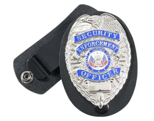 Leather Clip-On Badge Holder with Swivel Snap