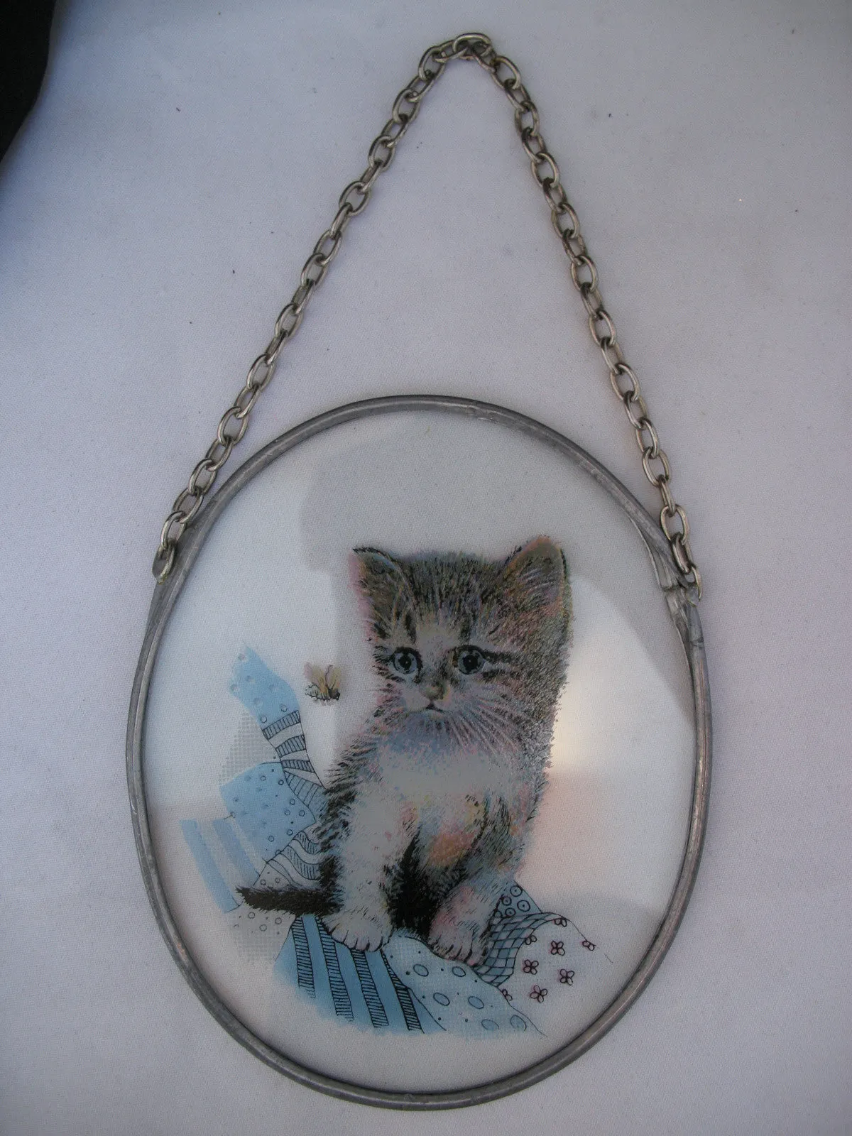 LOT 2pc CAT CATS KITTY KITTENS Painted SUNCATCHER SUNCATCHERS SUN CATCHER  Window Wall Hanging