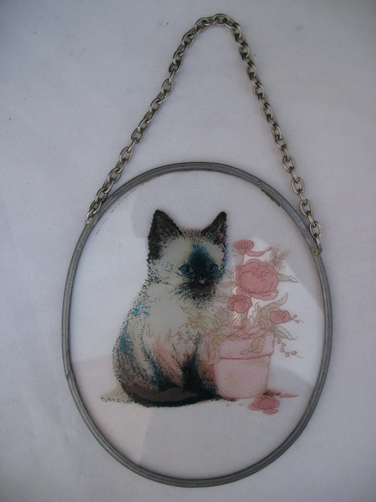LOT 2pc CAT CATS KITTY KITTENS Painted SUNCATCHER SUNCATCHERS SUN CATCHER  Window Wall Hanging