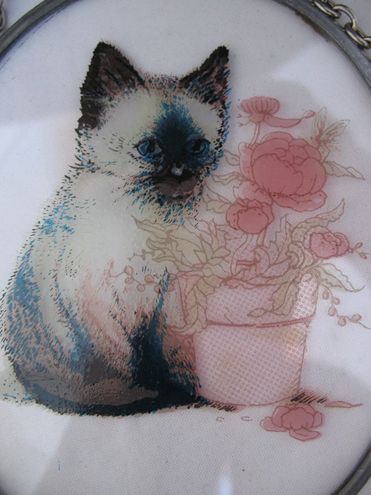 LOT 2pc CAT CATS KITTY KITTENS Painted SUNCATCHER SUNCATCHERS SUN CATCHER  Window Wall Hanging