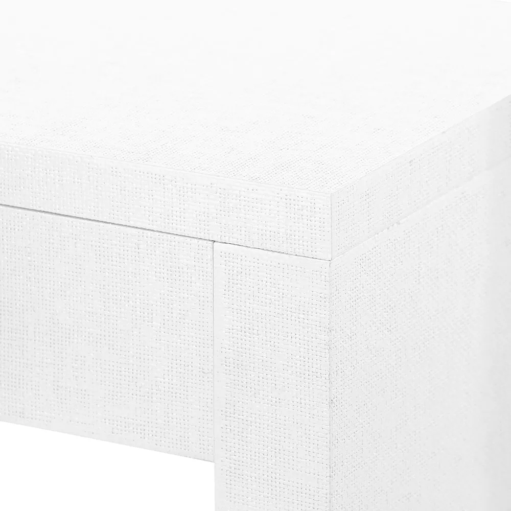 Madison White Grasscloth Side Table