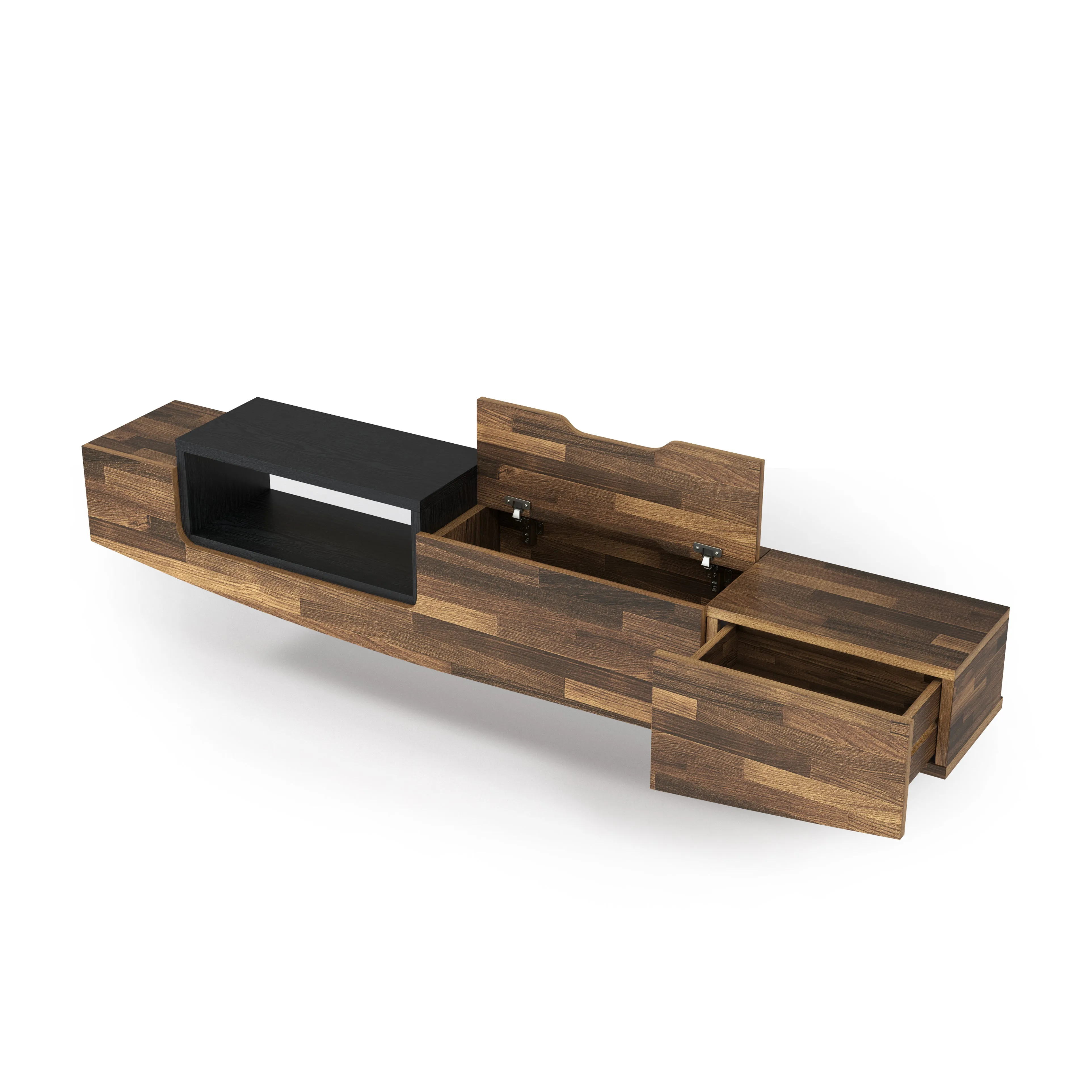 Muir Modern Two-Tone Wall Mounted Floating 63-inch Storage TV Console