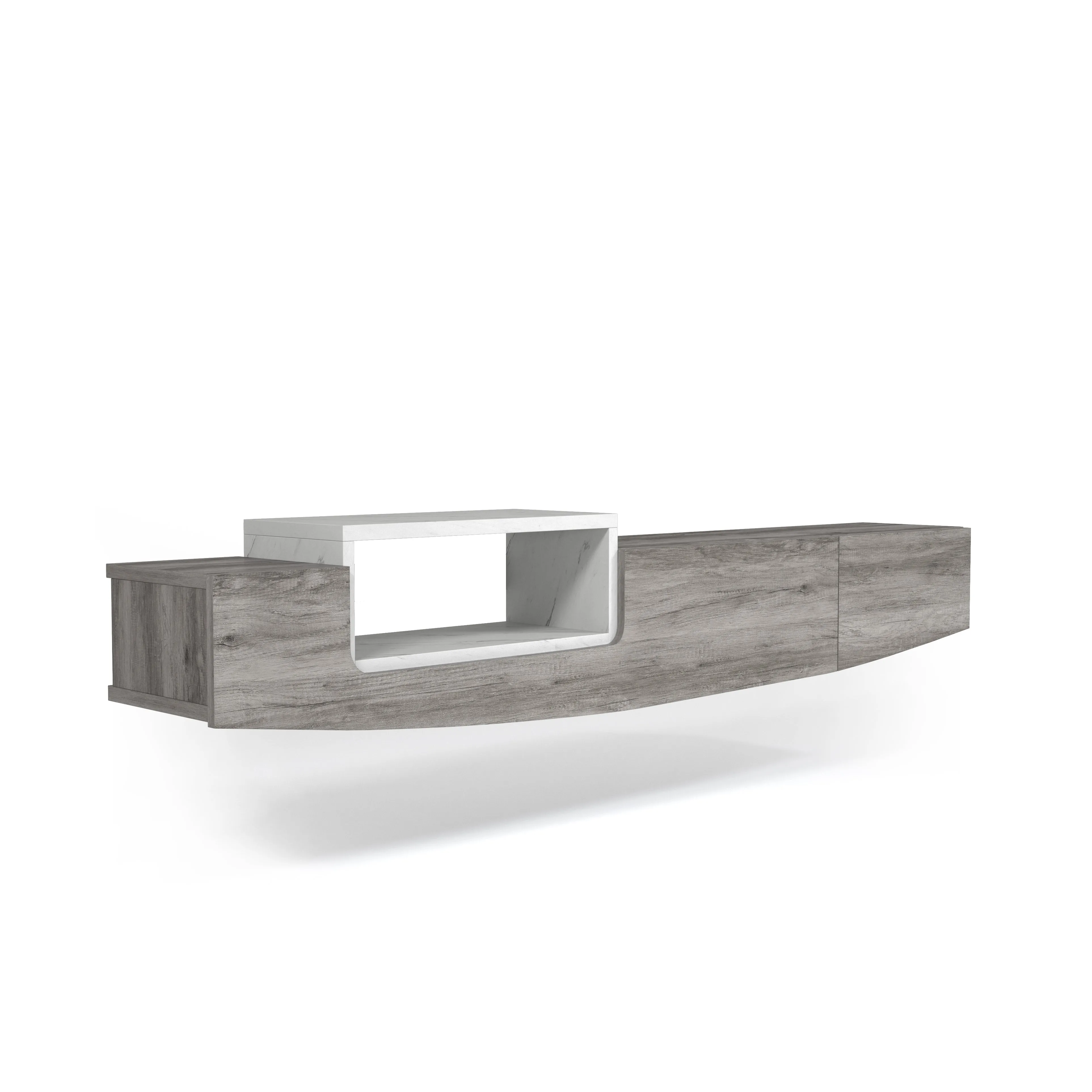Muir Modern Two-Tone Wall Mounted Floating 63-inch Storage TV Console
