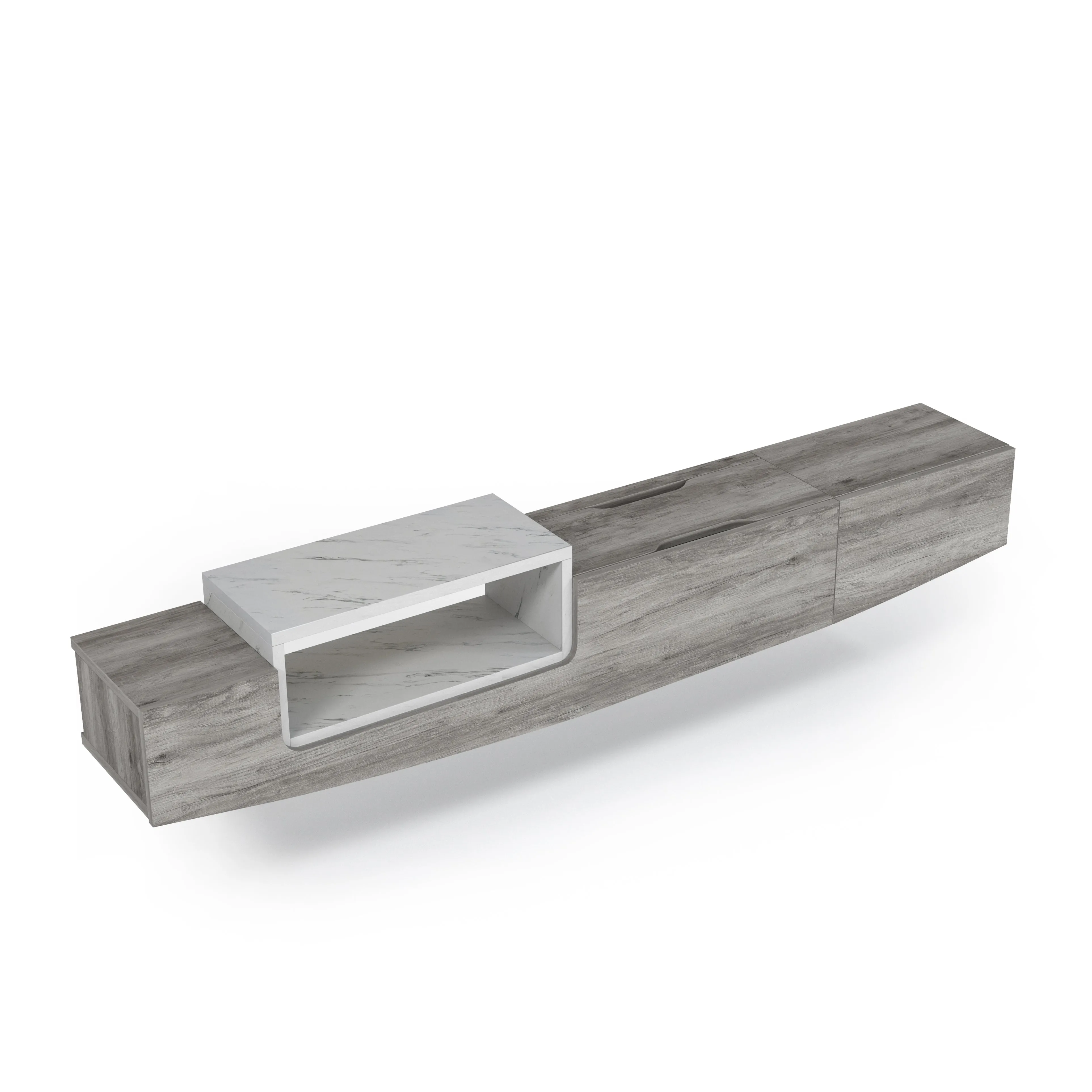 Muir Modern Two-Tone Wall Mounted Floating 63-inch Storage TV Console