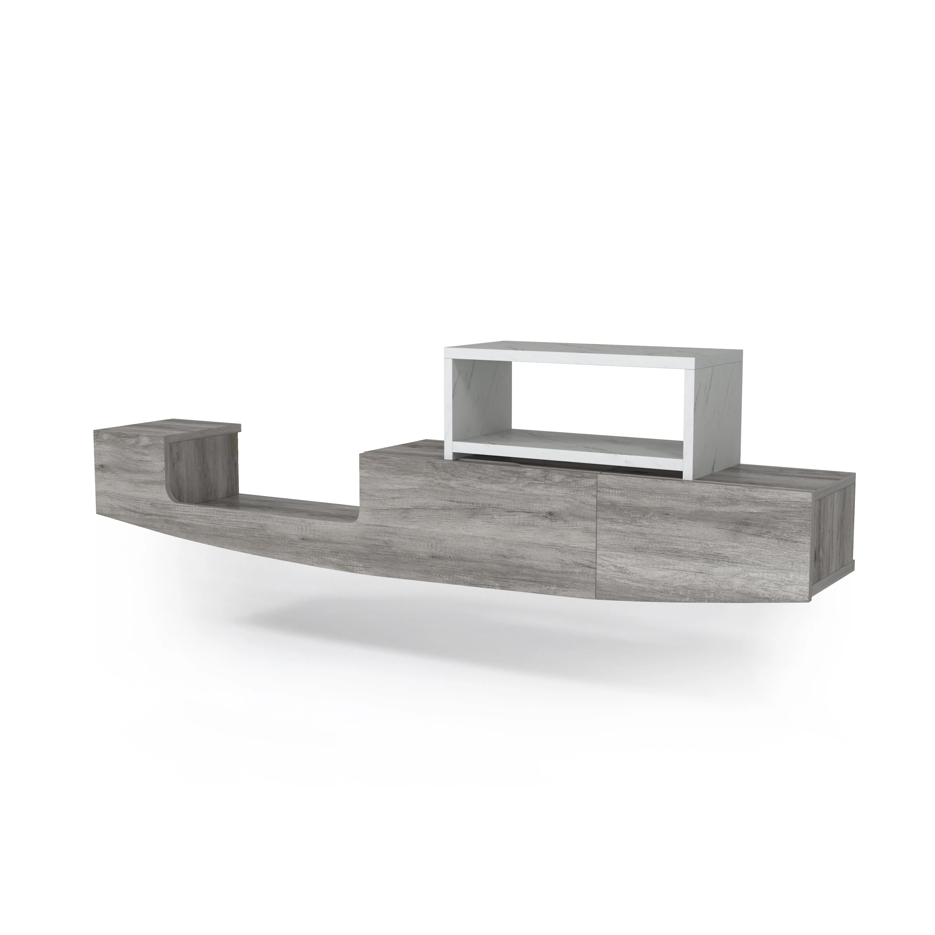 Muir Modern Two-Tone Wall Mounted Floating 63-inch Storage TV Console
