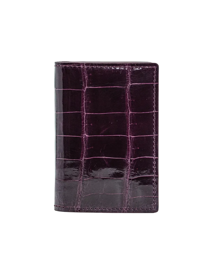 Mulberry Purple Crocodile Bi-Fold Card Holder
