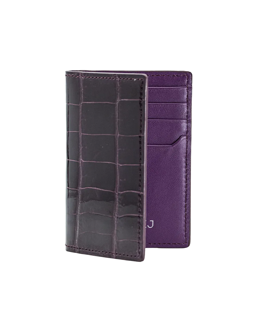 Mulberry Purple Crocodile Bi-Fold Card Holder
