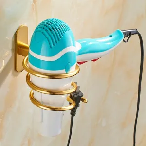 Multifunction Aluminium Wall Mounted Hair Dryer Spiral Stand Organiser