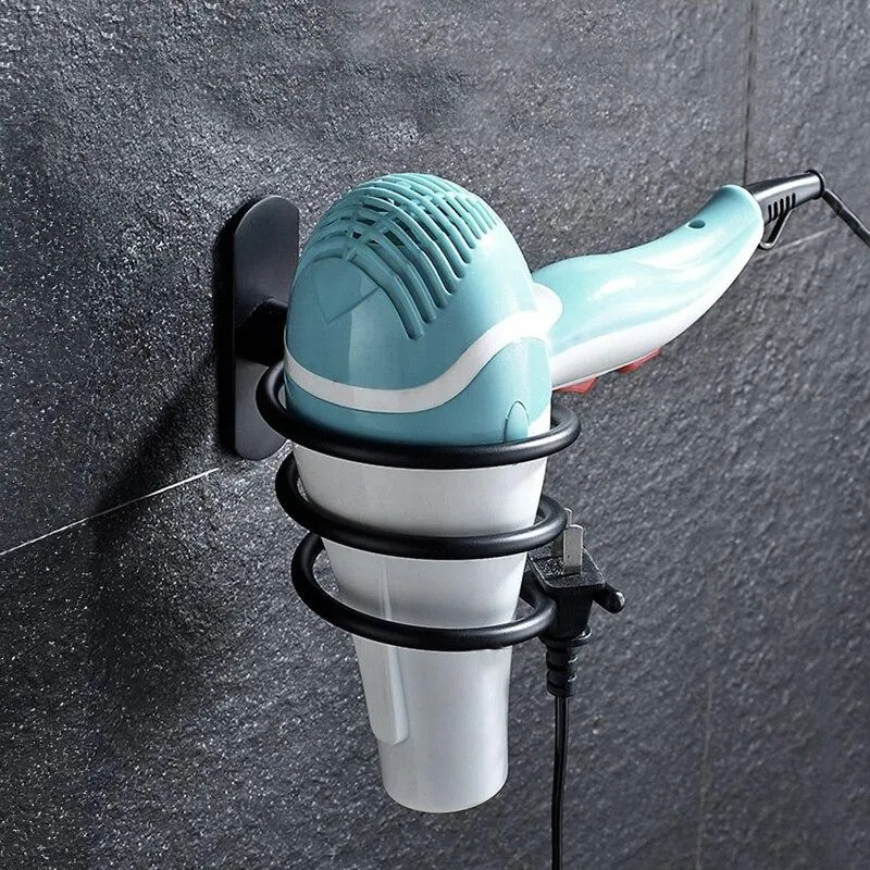 Multifunction Aluminium Wall Mounted Hair Dryer Spiral Stand Organiser