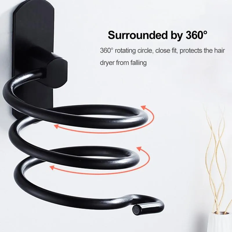 Multifunction Aluminium Wall Mounted Hair Dryer Spiral Stand Organiser