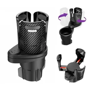 Multispace 2-in-1 Car Cup Holder Expander with 360° Rotating Base Fits Large Bottles & Drinks (Black)