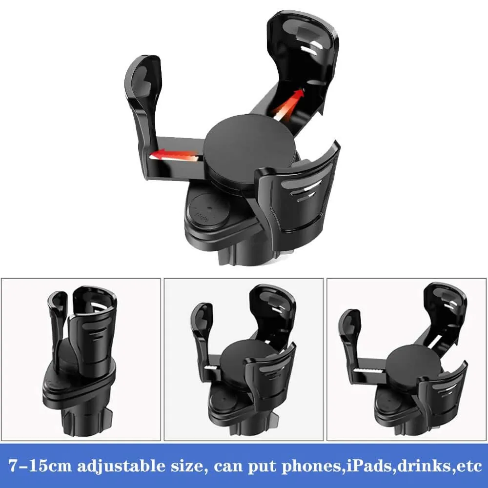 Multispace 2-in-1 Car Cup Holder Expander with 360° Rotating Base Fits Large Bottles & Drinks (Black)