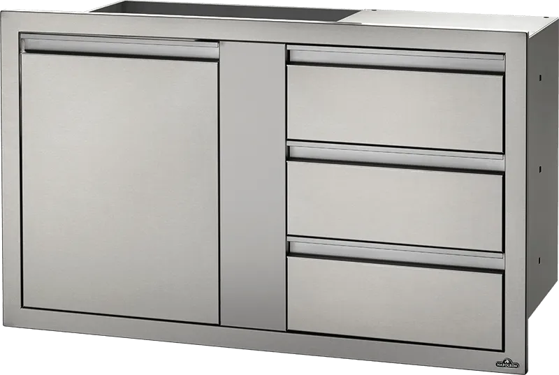 Napoleon Built-In Components 42" X 24" Stainless Steel Large Single Door & Triple Drawer BI-4224-1D3DR