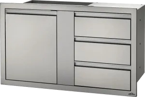 Napoleon Built-In Components 42" X 24" Stainless Steel Large Single Door & Triple Drawer BI-4224-1D3DR