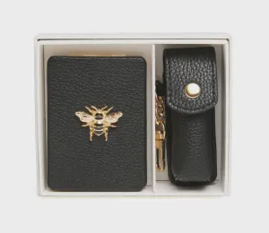Oblong Compact Mirror & Lipstick Holder Black
