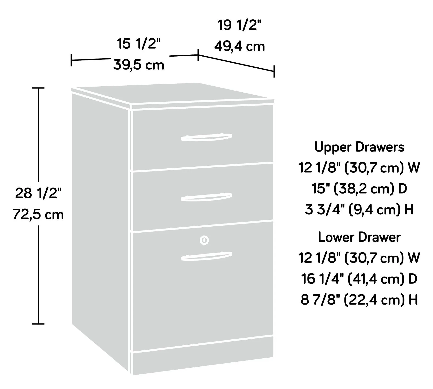 Palm Crest Commercial Grade 3-Drawer Filing Cabinet
