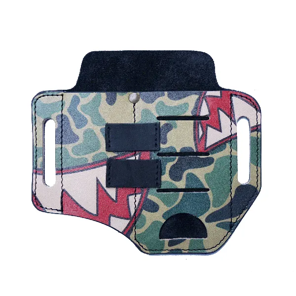 PJ13C CamoShark Leather Multitool Sheath for men, EDC Leather Pocket Organizer