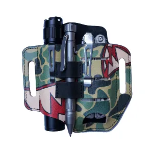 PJ13C CamoShark Leather Multitool Sheath for men, EDC Leather Pocket Organizer
