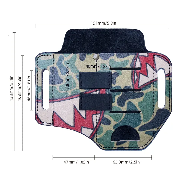 PJ13C CamoShark Leather Multitool Sheath for men, EDC Leather Pocket Organizer