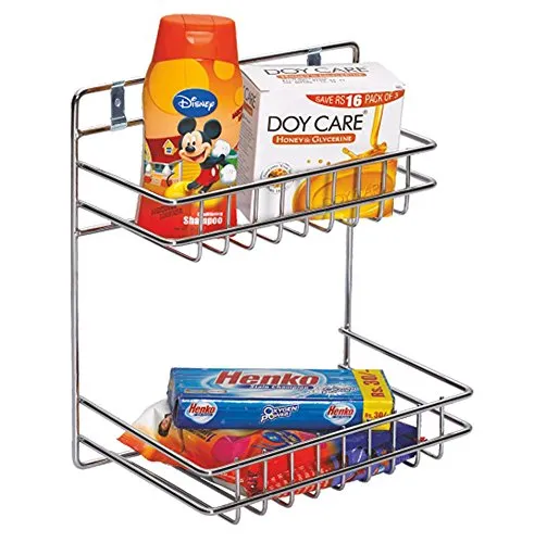 Planet Stainless Steel Detergent Holder and Bin Holder Bathroom Shelf/Under Sink Detergent Holder/Dustbin Holder/Bucket Holder/Garbage Bin Holder/Dust Bin Storage Rack (Chrome-Wall Mount)