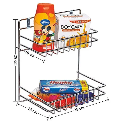 Planet Stainless Steel Detergent Holder and Bin Holder Bathroom Shelf/Under Sink Detergent Holder/Dustbin Holder/Bucket Holder/Garbage Bin Holder/Dust Bin Storage Rack (Chrome-Wall Mount)