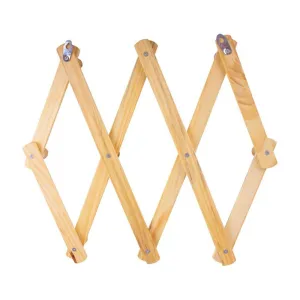 premium Expandable Coat Rack Hat Hangers for Wall, Accordion Wall Hangers, Wooden Hat Rack Wall Mounted, Hat Hooks for Keys, Hat, Mug, Coats, Towels, Umbrella, Necklaces, 10 Peg Hooks