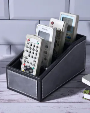 Premium Organizer 4 Compartments Two Tone Curve Remote Holder | 6 x 6 x 3 inches