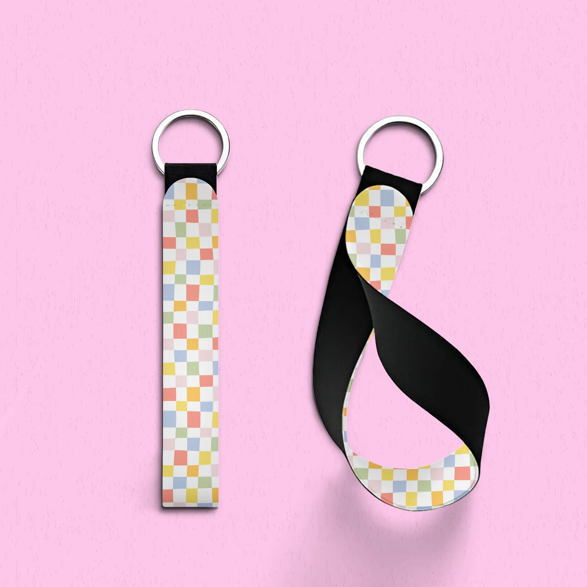 Rainbow Checkered Lip Balm Holder Or Wristlet