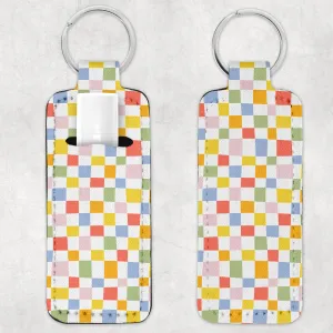 Rainbow Checkered Lip Balm Holder Or Wristlet