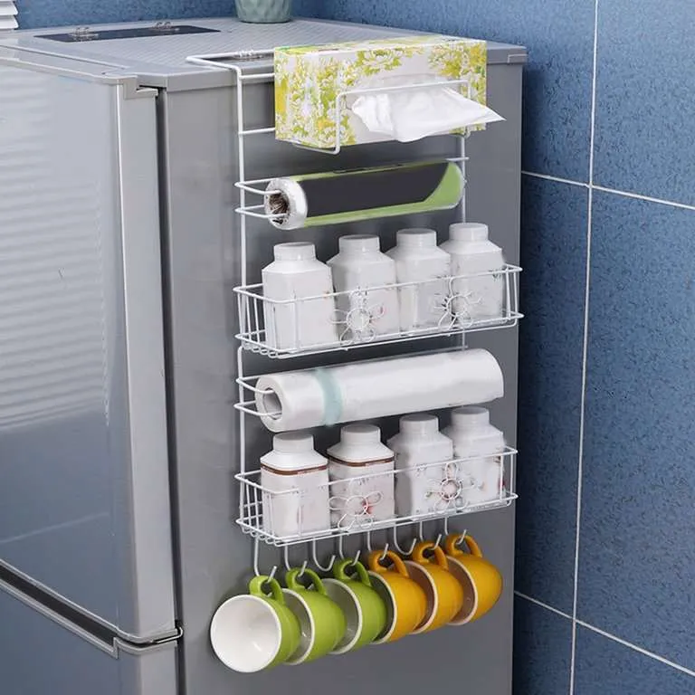 Refrigerator Side Fridge Foldable Rack Multi-Organizer