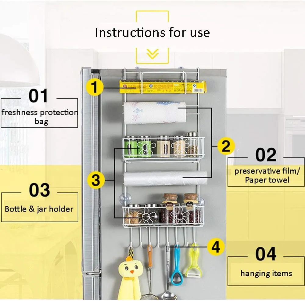 Refrigerator Side Fridge Foldable Rack Multi-Organizer