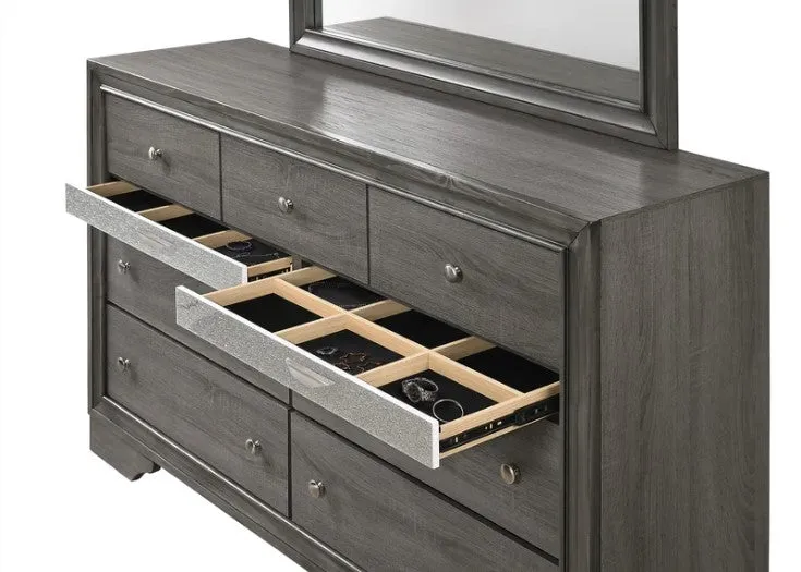Regata 9 Drawer Gray/Silver Dresser