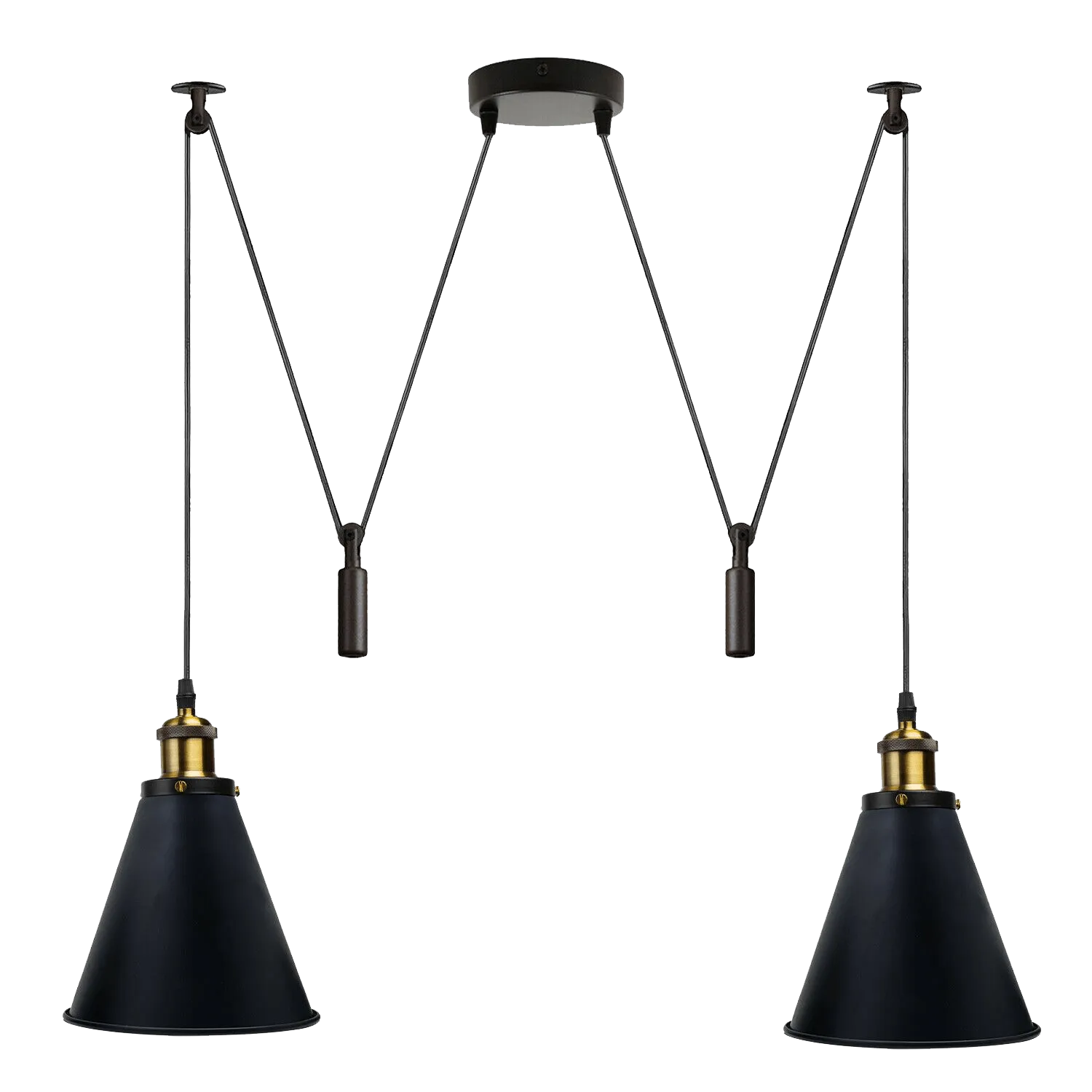 Retro Industrial Metal Cone Shape Bar Shade Black Ceiling Pendant Light