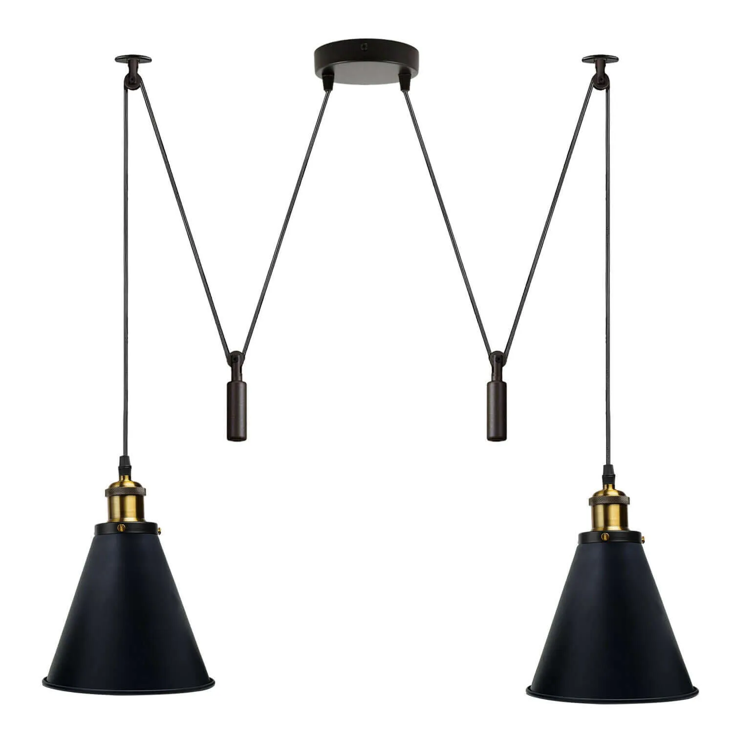 Retro Industrial Metal Cone Shape Bar Shade Black Ceiling Pendant Light