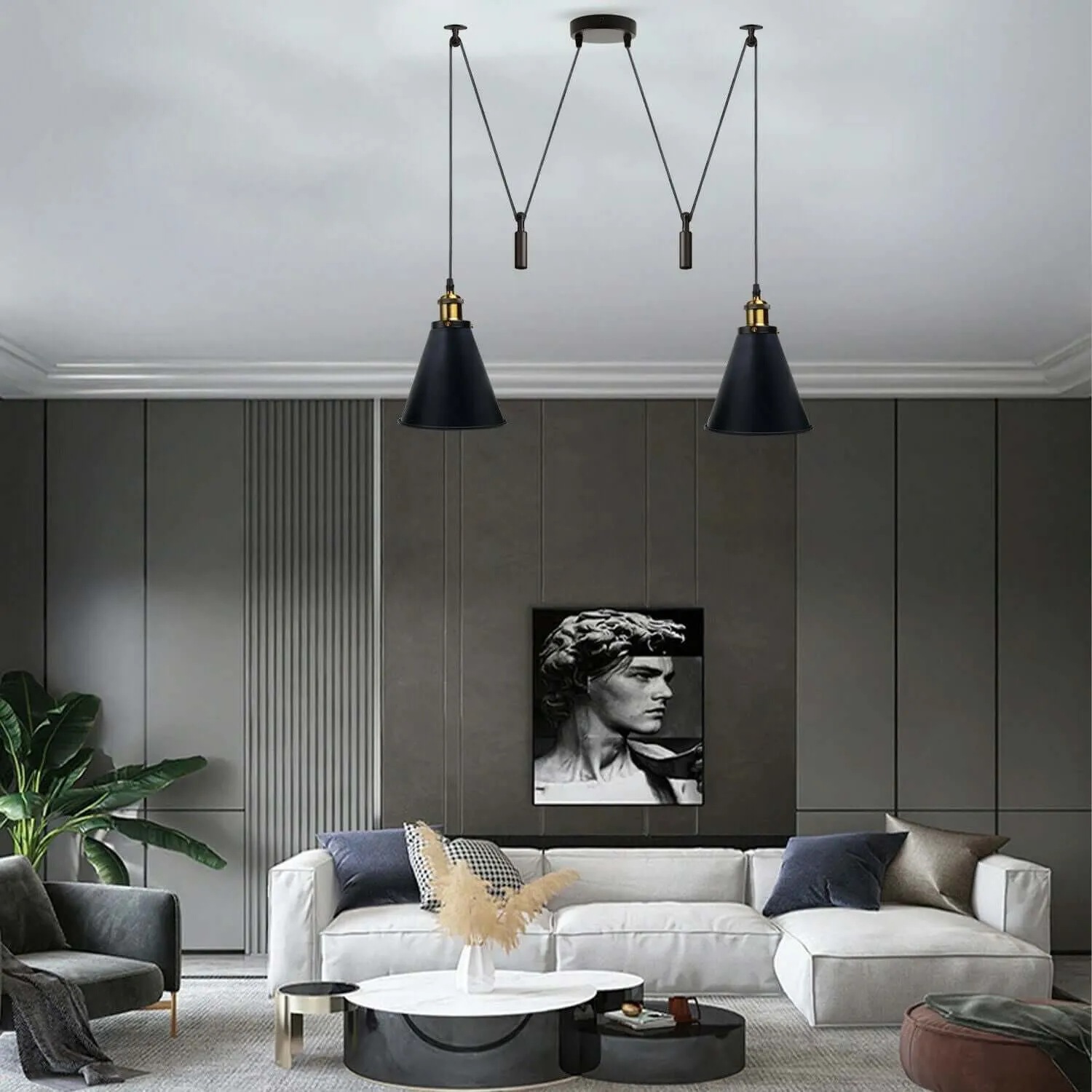 Retro Industrial Metal Cone Shape Bar Shade Black Ceiling Pendant Light
