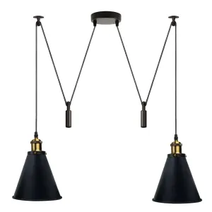 Retro Industrial Metal Cone Shape Bar Shade Black Ceiling Pendant Light