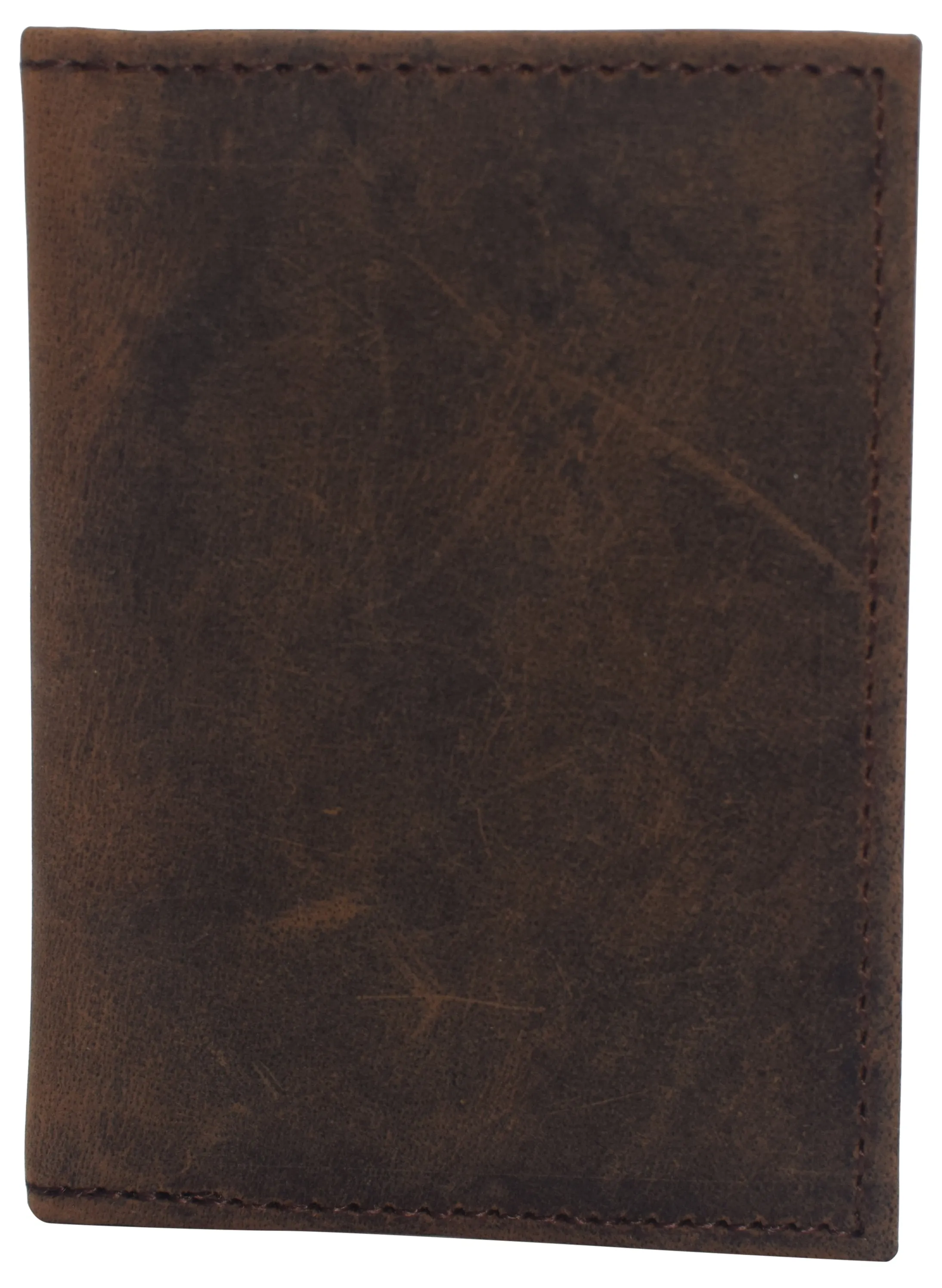 RFID611515RHU Cazoro Slim Thin Genuine Leather 2 ID Window Mini Wallet Holder Bifold Driver's License Safe
