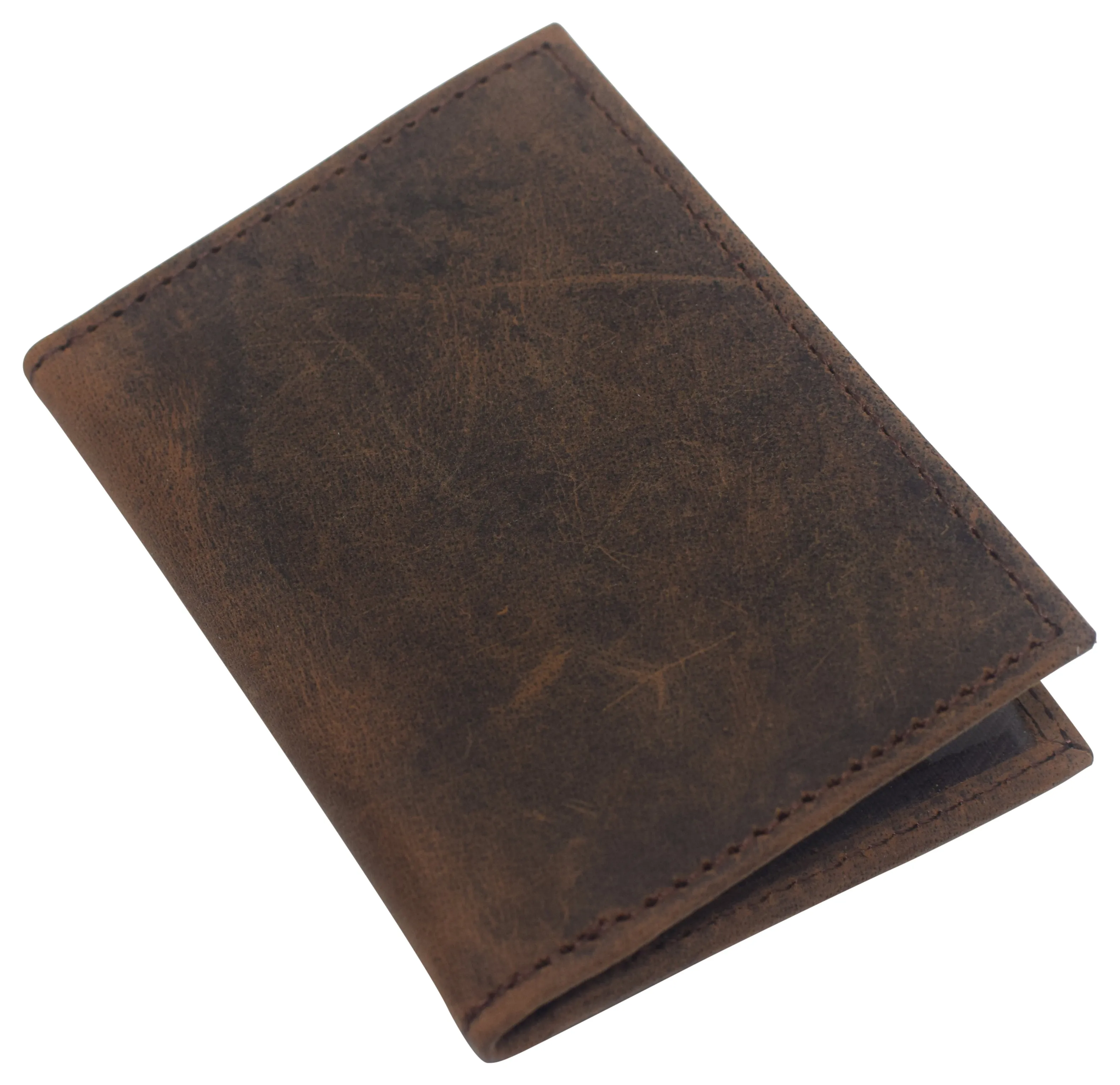 RFID611515RHU Cazoro Slim Thin Genuine Leather 2 ID Window Mini Wallet Holder Bifold Driver's License Safe