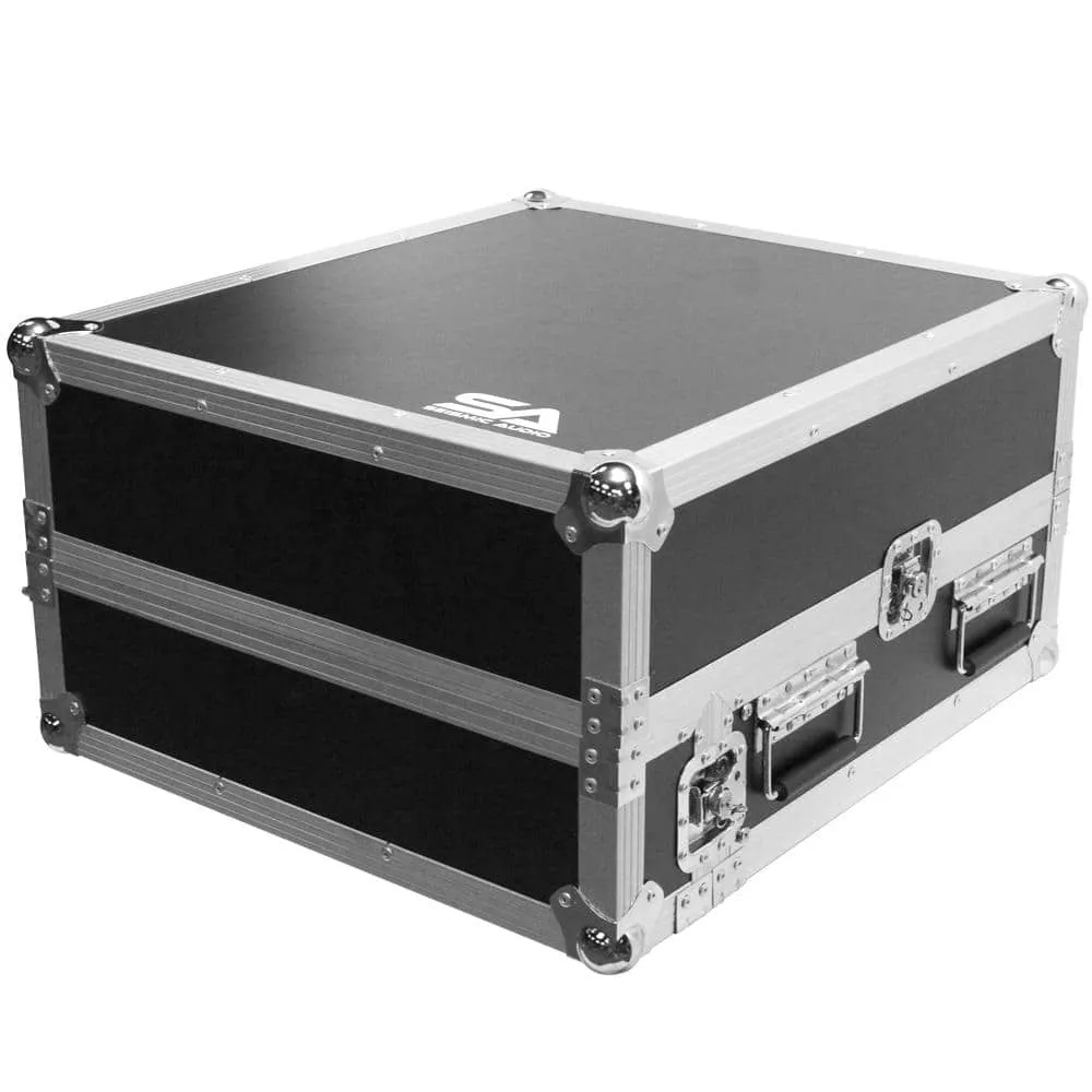 SATAC2x10 - Heavy Duty 2 Space ATA Rack Case with 10U DJ Mixer Top and Laptop Shelf
