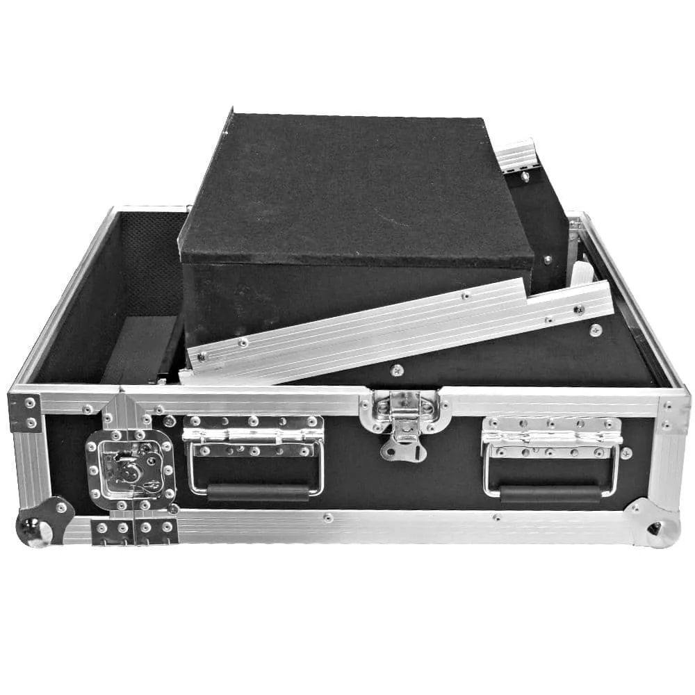 SATAC2x10 - Heavy Duty 2 Space ATA Rack Case with 10U DJ Mixer Top and Laptop Shelf